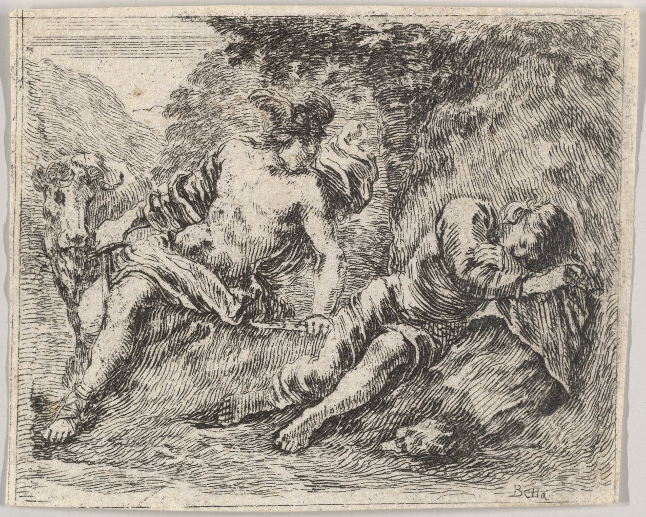 Merkur a Argos, z Mytologické hry Jeu de la Mythologie, 1644. od Stefano della Bella