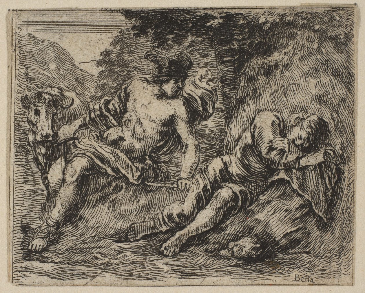 Merkur a Argus, z Mytologické hry Jeu de la Mythologie, 1644. od Stefano della Bella