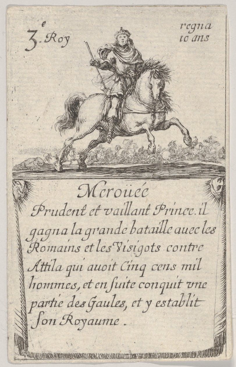 Meroüée Prudent et vaillant..., ze Hry francouzských králů Jeu des Rois de Fran..., 1644. od Stefano della Bella