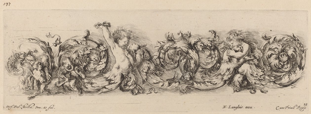 Okrasný vlys s dětmi a psy, pravděpodobně 1648. od Stefano della Bella