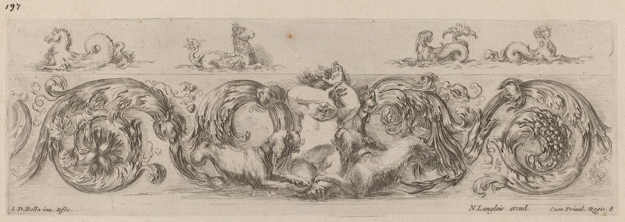 Ornamental Frieze with Marine Creatures, pravděpodobně 1648. od Stefano della Bella