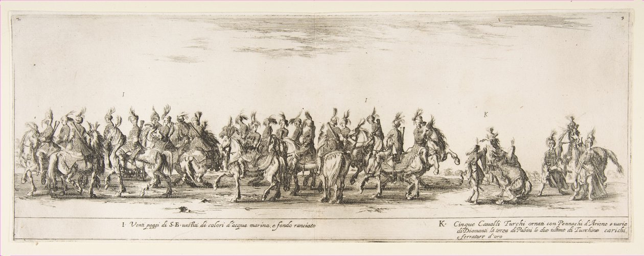 Část vchodu polského vyslanectví I a K, 1633. od Stefano della Bella
