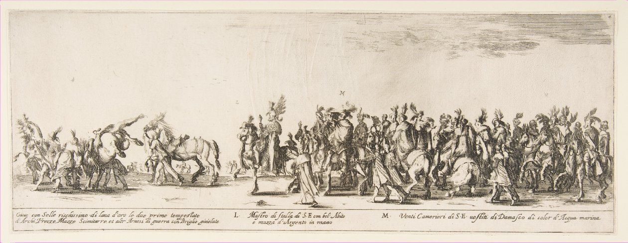 Část vchodu do polského vyslanectví L a M, 1633. od Stefano della Bella