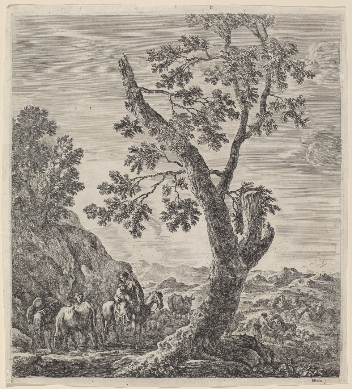 Selka na koni s dítětem v náručí, 1656. od Stefano della Bella
