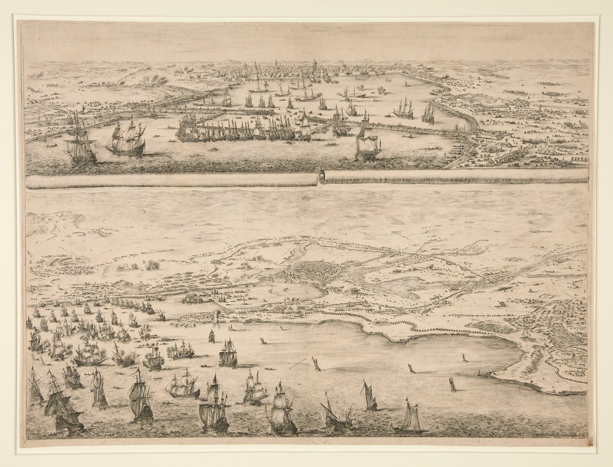 Plán obléhání La Rochelle, v roce 1628 od Stefano della Bella