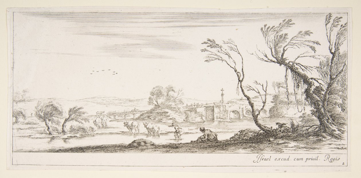 Talíř 2: selka, která si sundá boty uprostřed, další selka a dvě c..., ca. 1641. od Stefano della Bella