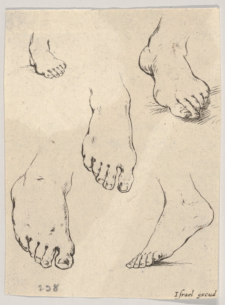 Deska 7: Pět stop, z Knihy pro výuku kreslení Livre pour apprendre à dessi..., ca. 1649. od Stefano della Bella