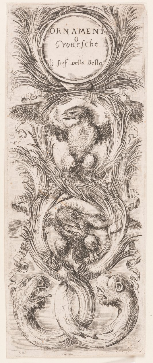 Talíř, ze série Ornamenti o grotesche (Ornamenty nebo grotesky) od Stefano della Bella