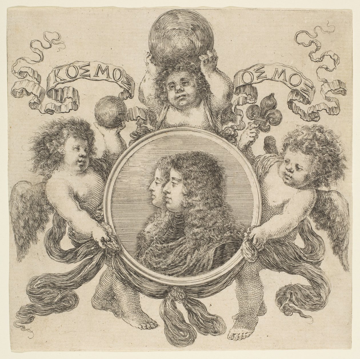 Portrét Cosima de Medici a Marguerite Louise dOrleans, jeho manželky, 1661. od Stefano della Bella