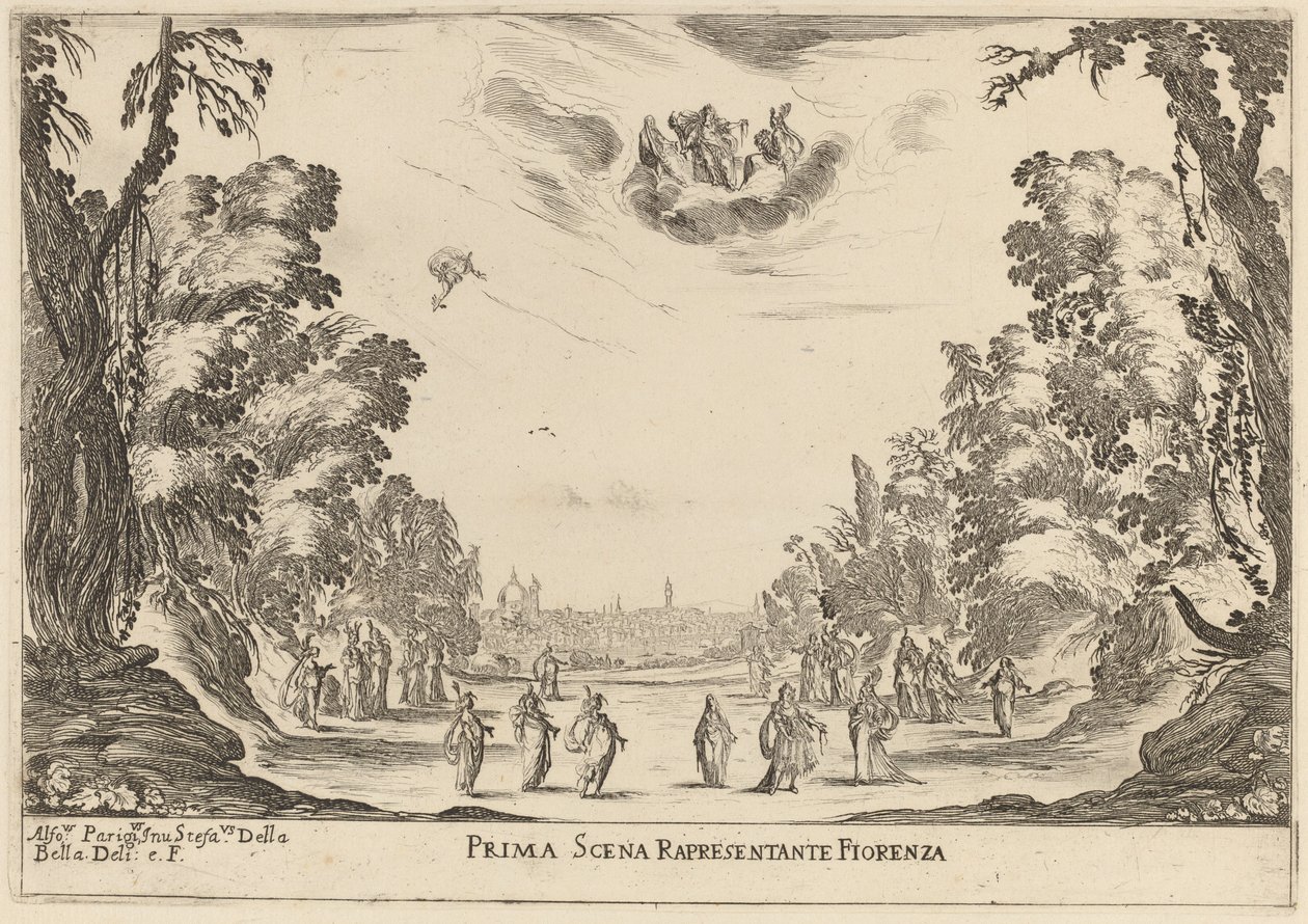 První scéna Reprezentanta Florence, 1637. od Stefano della Bella
