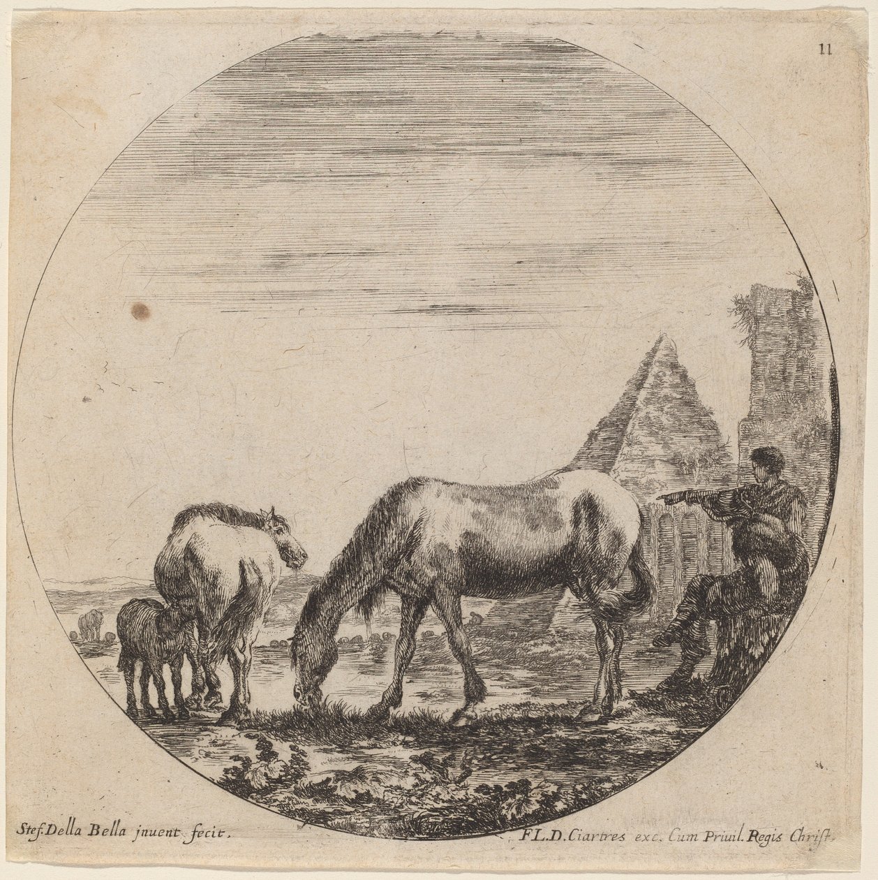 Pyramida Caius Cestius od Stefano della Bella
