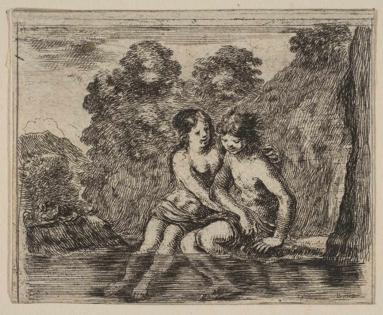 Salmacis a Hermafrodit, z Mytologické hry Jeu de la Mythologie, 1644. od Stefano della Bella
