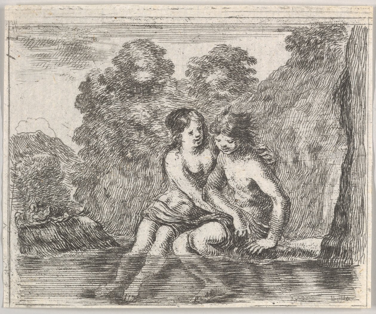 Salmacis a Hermafrodit, z Mytologické hry Jeu de la Mythologie, 1644. od Stefano della Bella