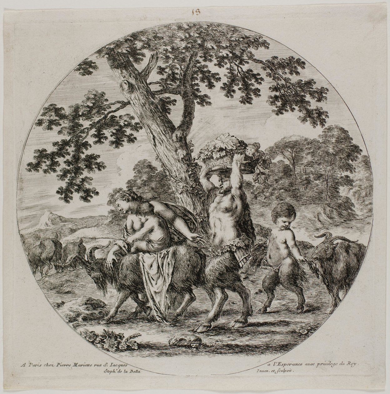 Satyr Family Walking od Stefano della Bella