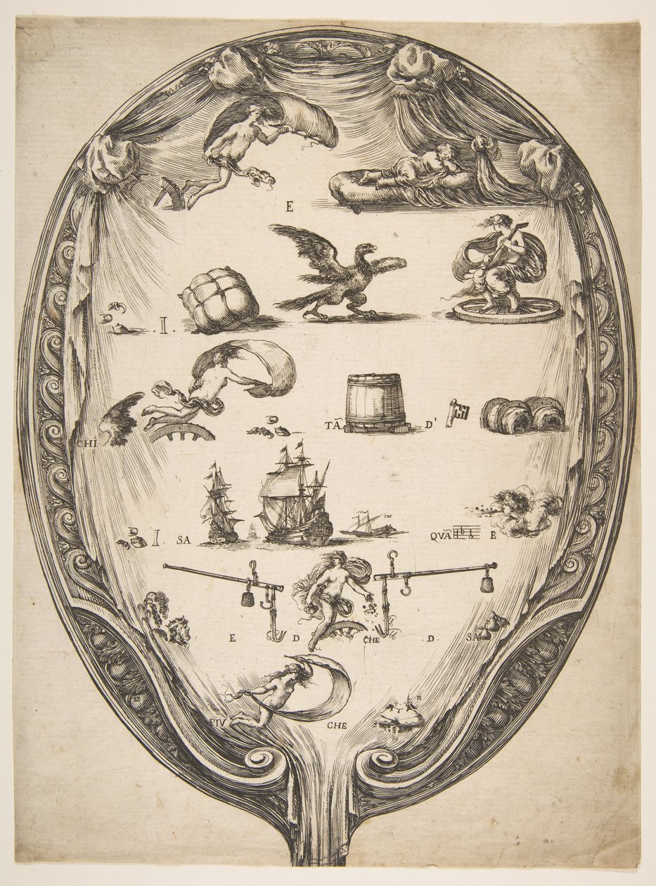 Obrazovka s Rebus of Fortune, ca. 1639. od Stefano della Bella