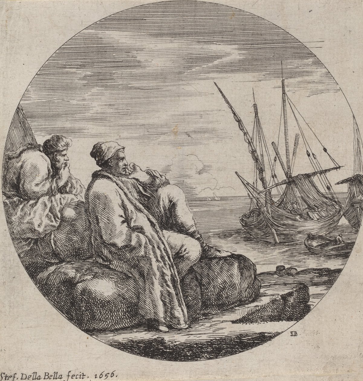 Přístav se dvěma tureckými obchodníky, 1656. od Stefano della Bella