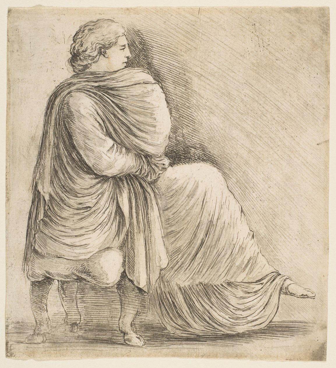 Sedící žena v profilu po starožitném basreliéfu, ca. 1660. od Stefano della Bella