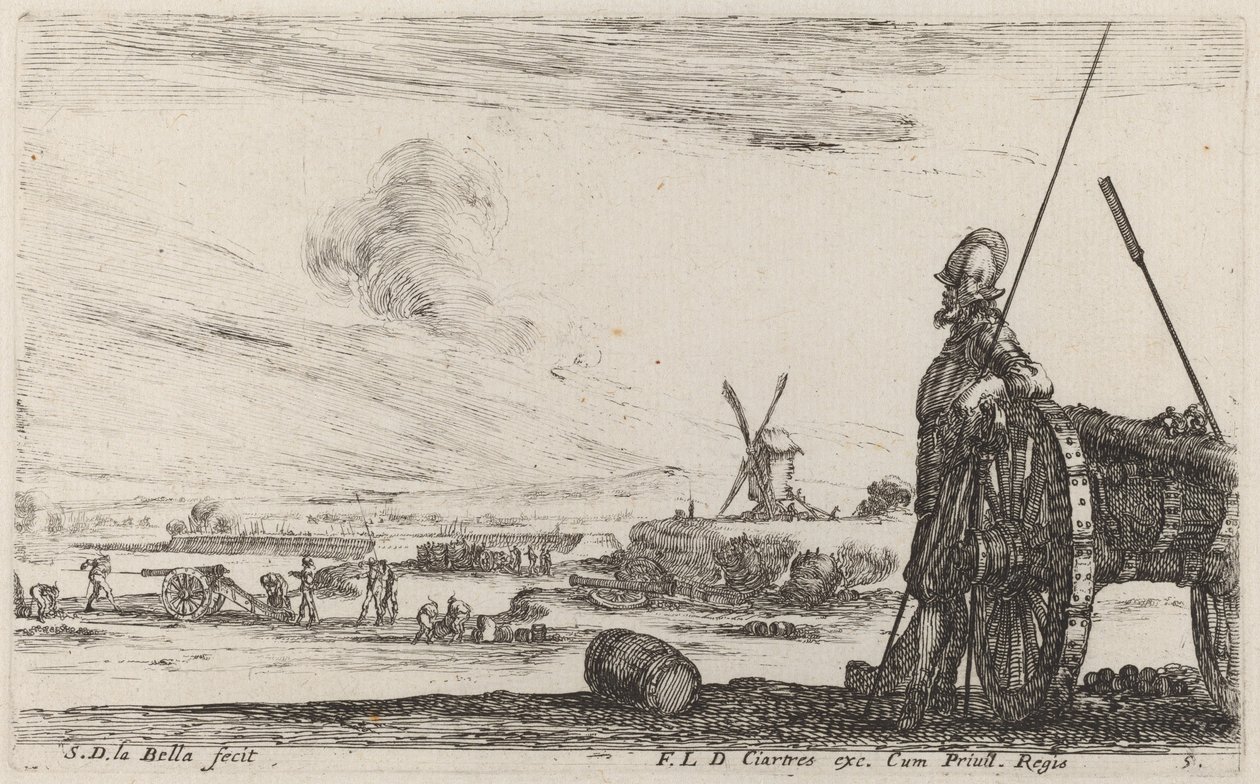 Voják v brnění a dělo, c. 1641. od Stefano della Bella