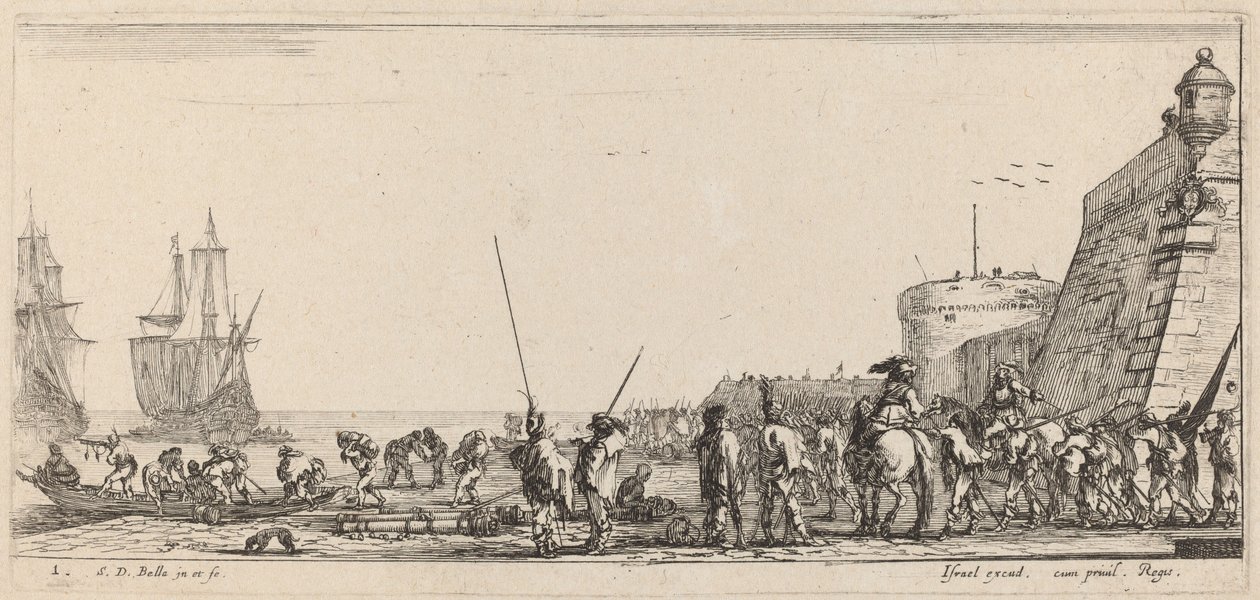 Vojáci dohlížející na nalodění, 1644. od Stefano della Bella
