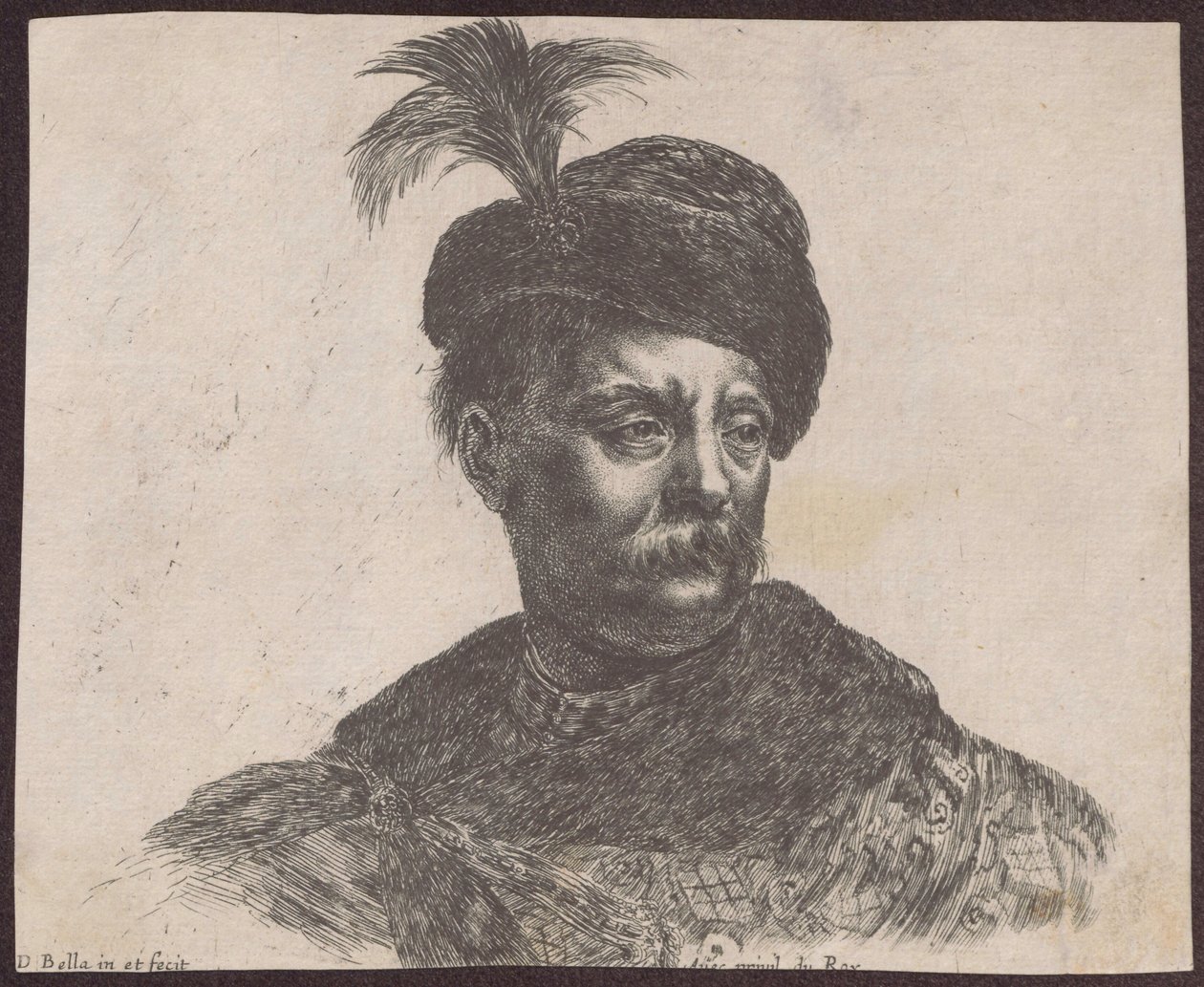 Studie polského šlechtice zachyceného v polopostavě, z cyklu „Principii del disegno“ od Stefano della Bella