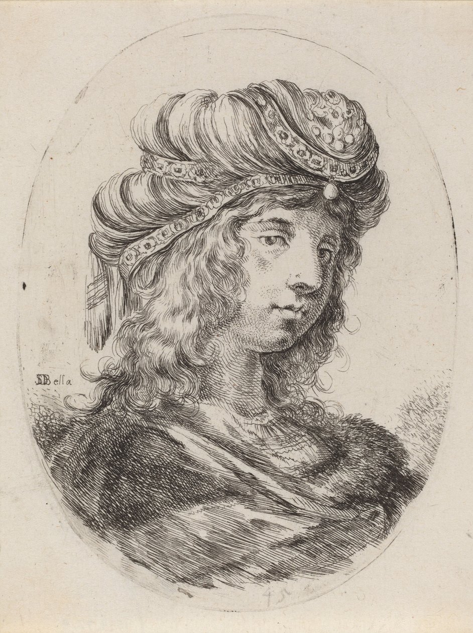 Sultánka v páskovaném turbanu, otočená doprava, 16491650. od Stefano della Bella