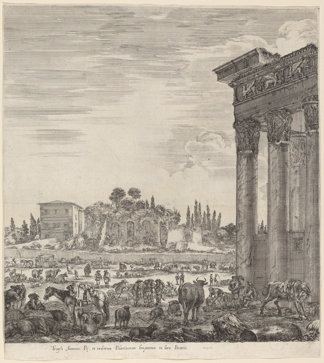 Antoninův chrám a Campo Vaccino, 1656. od Stefano della Bella