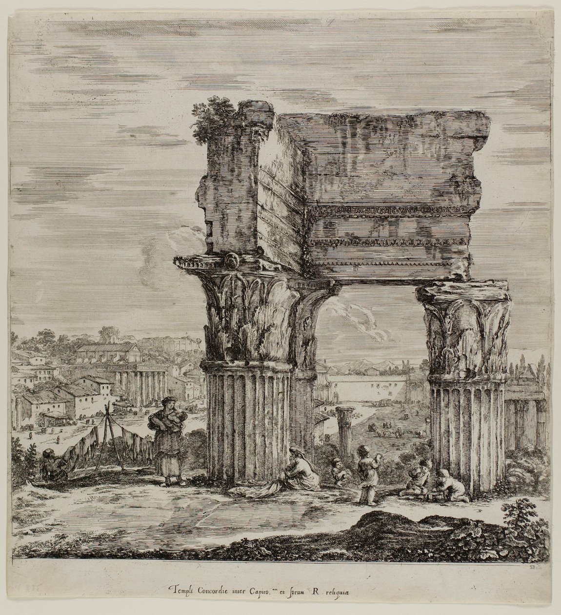 Chrám Concordia a Forum Romanum od Stefano della Bella