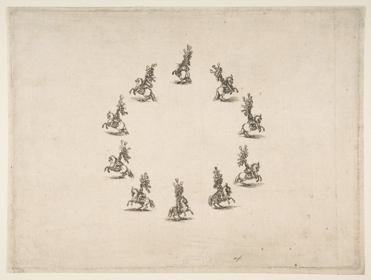 Deset kavalírů tvořících kruh, 1652. od Stefano della Bella