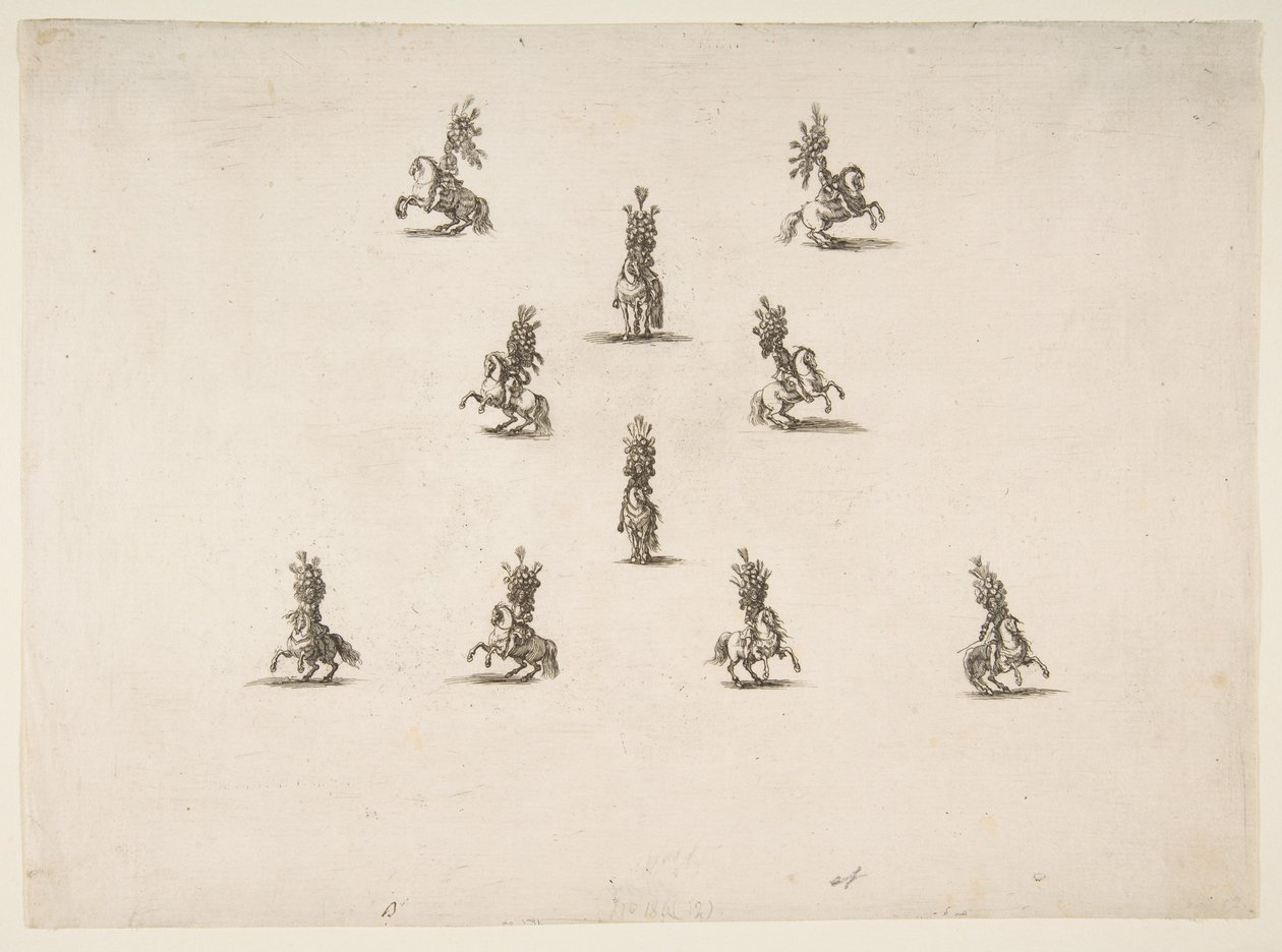 Deset kavalírů včetně pěti tvořících V, 1652. od Stefano della Bella