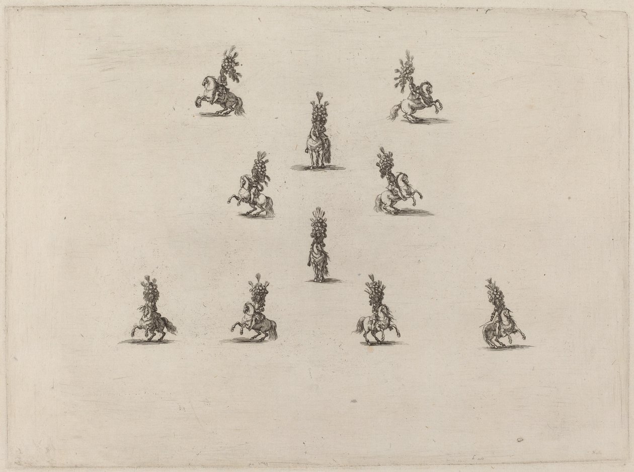 Deset kavalírů s velkými opeřenými přilbami, 1652. od Stefano della Bella