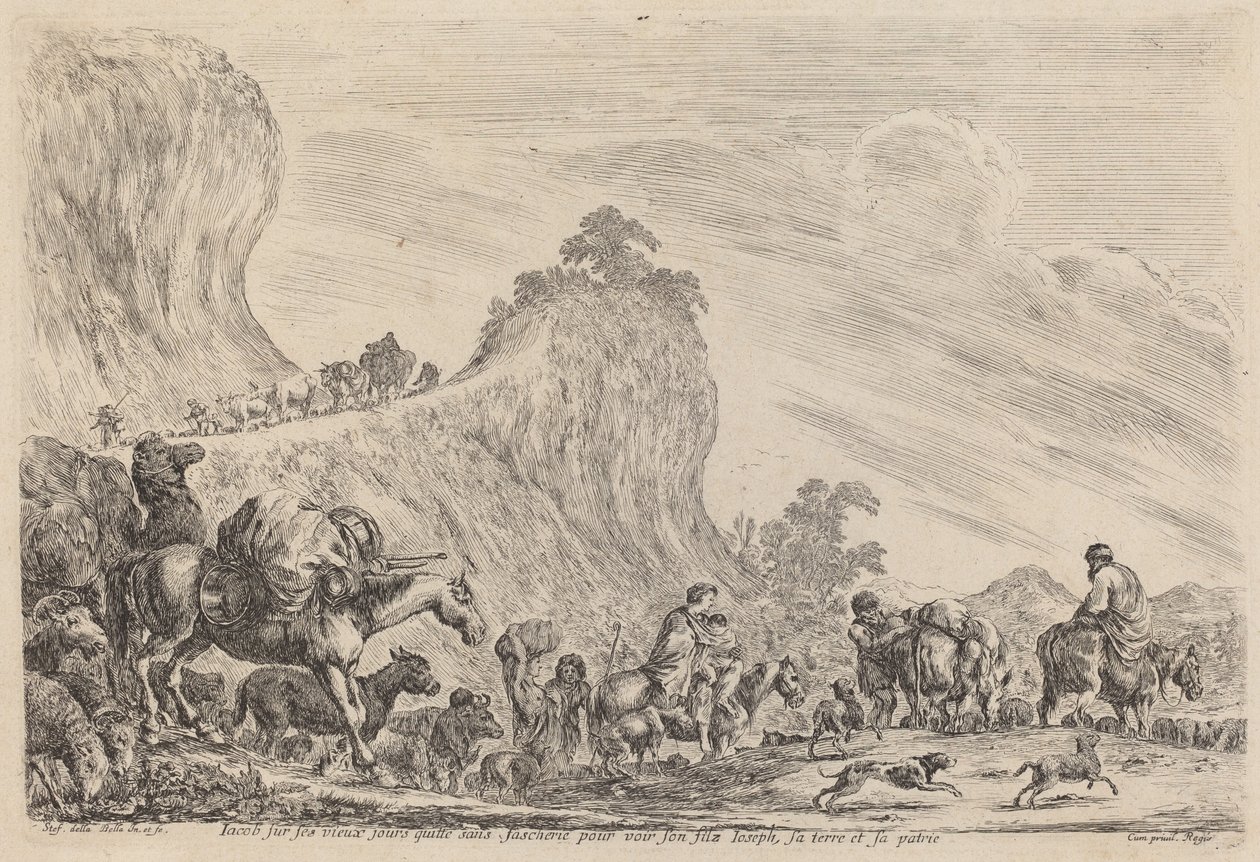 Odchod Jakuba do Egypta, pravděpodobně 1647. od Stefano della Bella