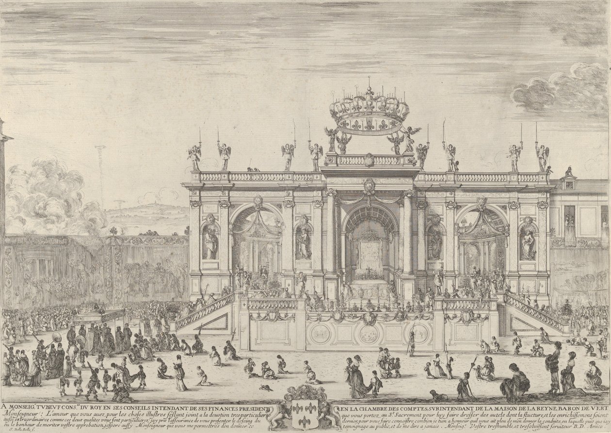 Oltář svaté svátosti, vlevo, svátost pod baldachýnem, nesená v p..., ca. 1648. od Stefano della Bella