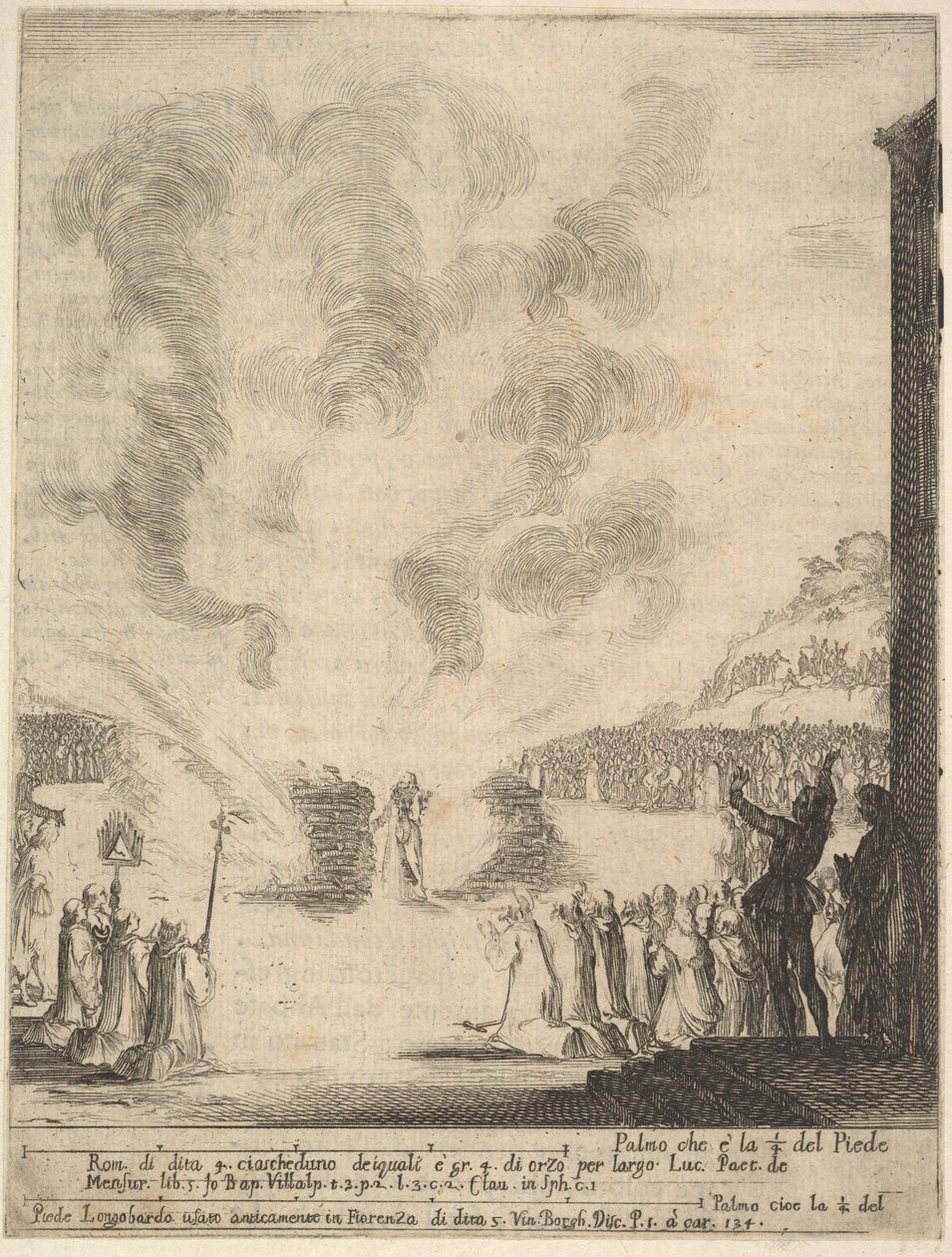 Zkouška ohněm, mnich Petr, učedník svatý Jan Gualbert, procházející po..., 1640. od Stefano della Bella