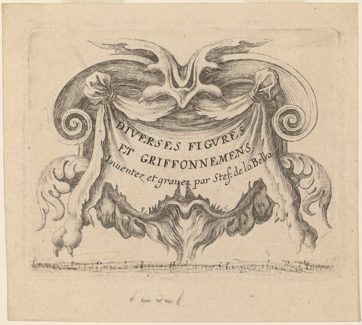 Titulní strana pro různé postavy a čmáranice, 1646. od Stefano della Bella