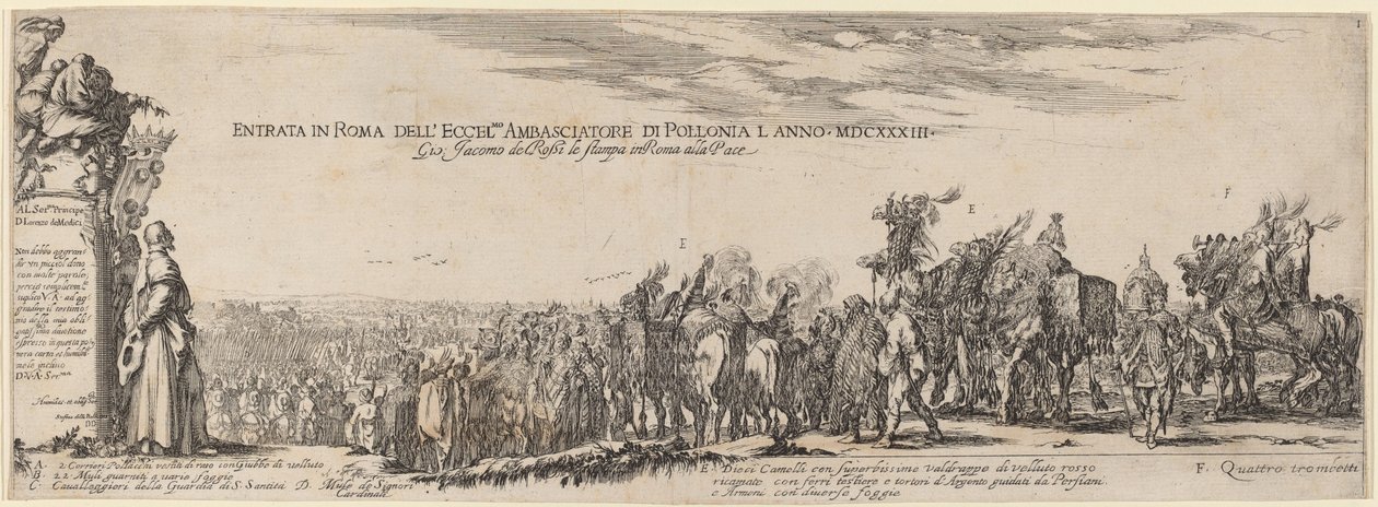 Titulní strana pro vstup Jeho Excelence polského velvyslance do Říma, 1633. od Stefano della Bella