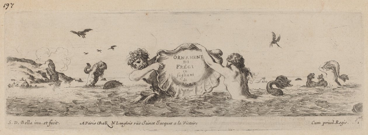 Titulní strana pro ozdoby vlysů a Fogliani, pravděpodobně 1648. od Stefano della Bella