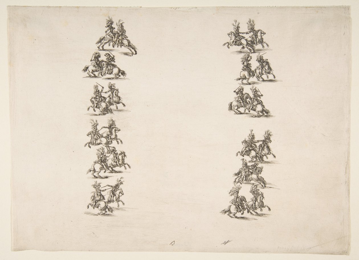 Dvacet čtyři kavalírů bojujících ve dvou sloupech, 1652. od Stefano della Bella