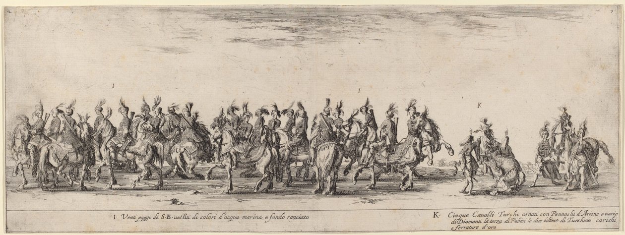 Dvacet stránek a pět tureckých koní, 1633. od Stefano della Bella