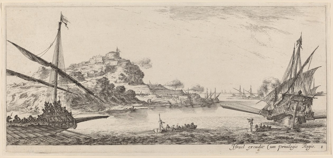Dvě galéry a jejich starty, v roce 1647 nebo dříve. od Stefano della Bella