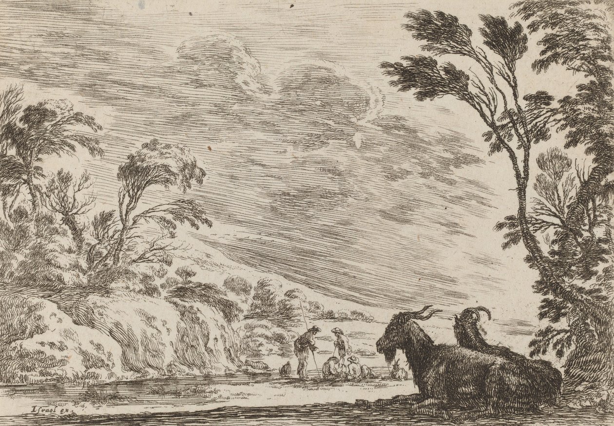 Dvě ležící kozy, 1642. od Stefano della Bella