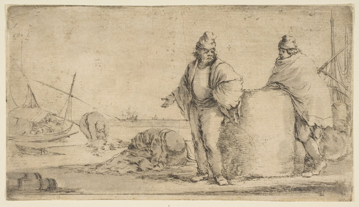 Dva námořníci s balíkem zboží, ca. 1662. od Stefano della Bella