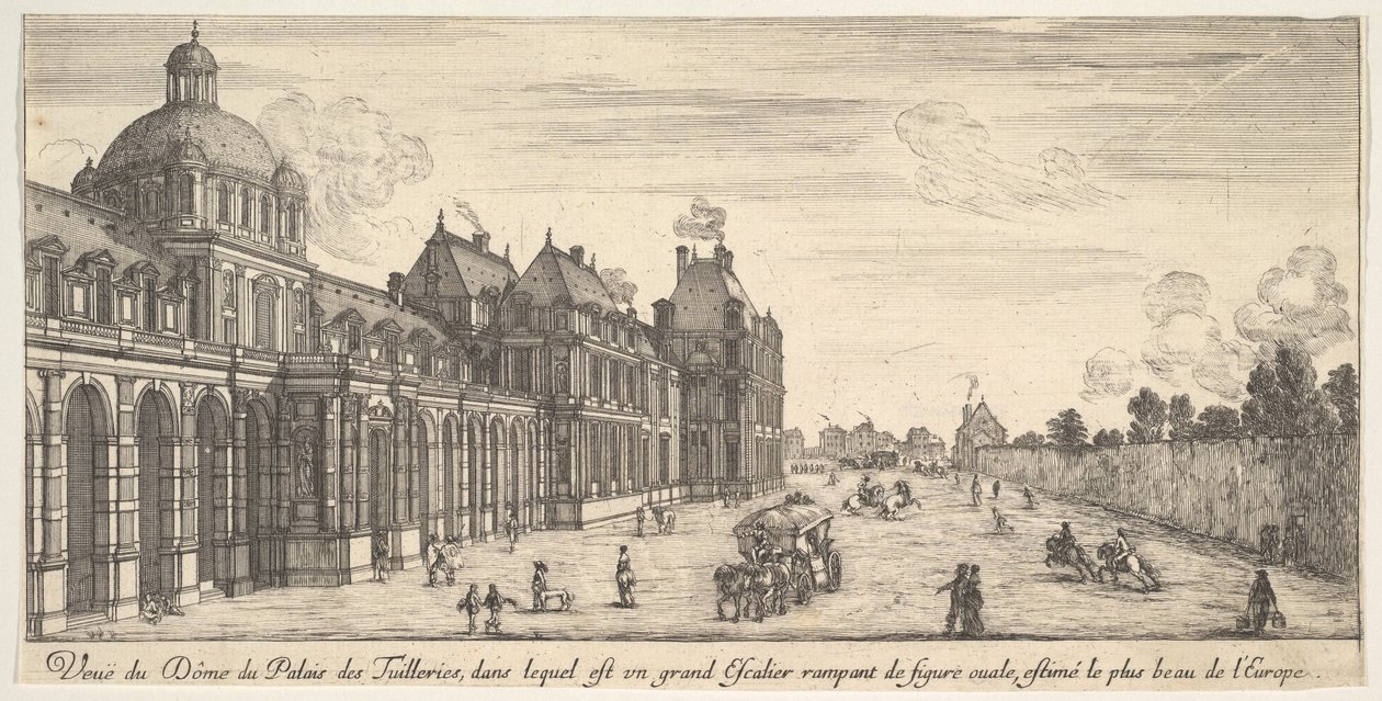 Pohled na kopuli paláce Tuilleries, z Různé pohledy na pozoruhodné pl..., 1649-51. od Stefano della Bella