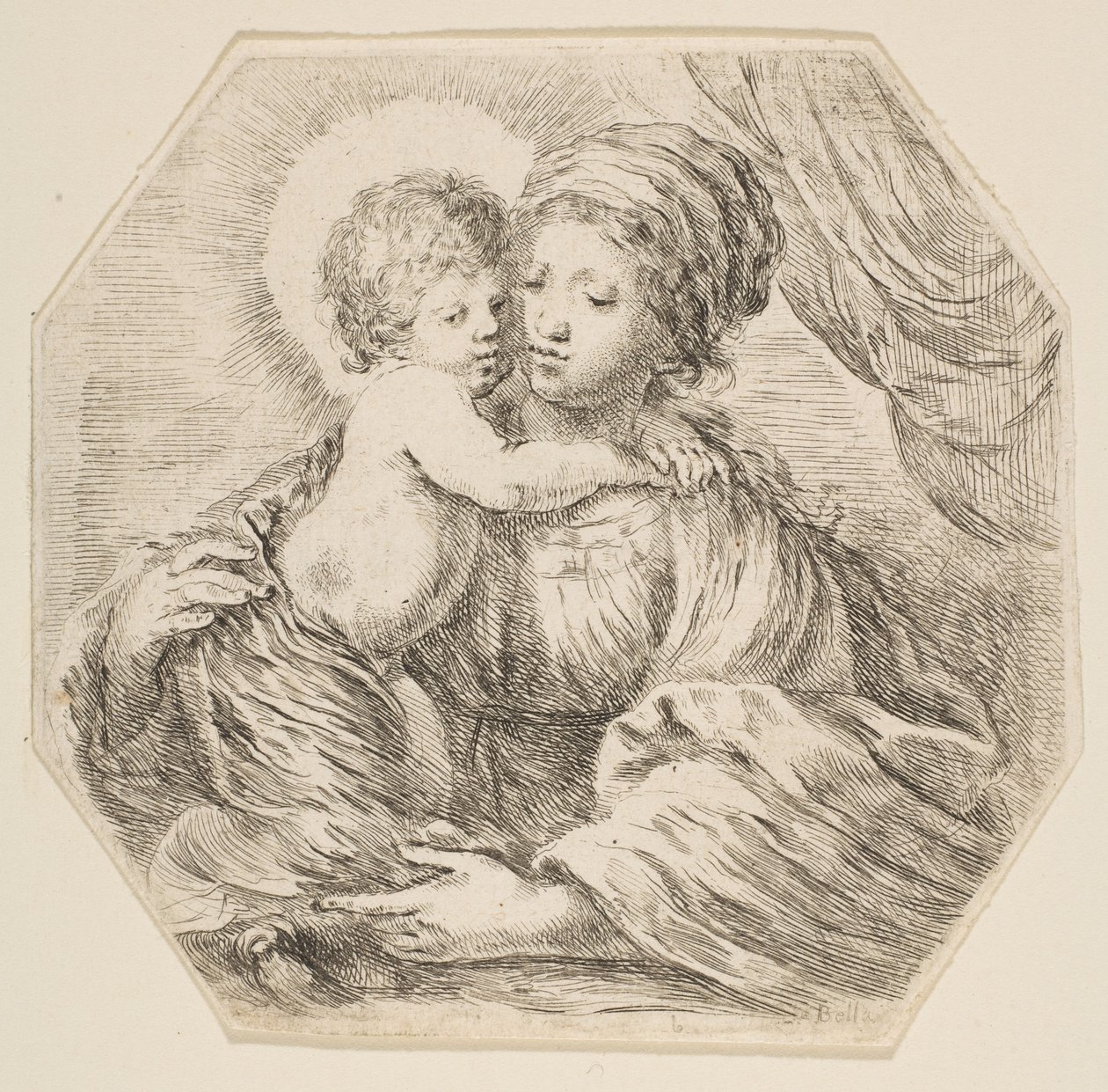 Panna a Ježíšek, osmiboká kompozice, ca. 1649. od Stefano della Bella