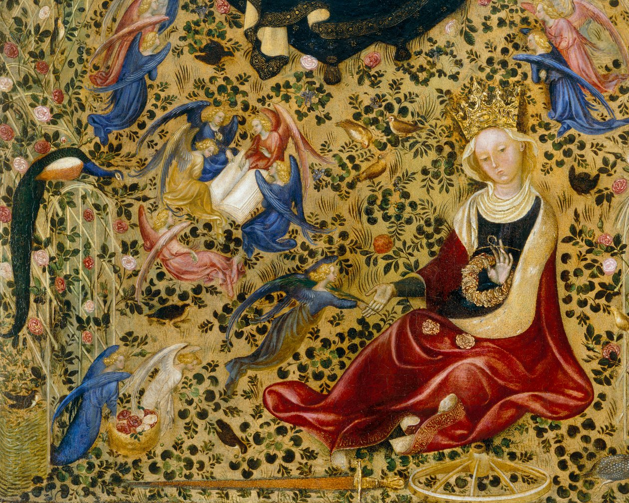 Svatá Kateřina Alexandrijská, detail Madonna del Roseto od Stefano di Giovanni da Verona