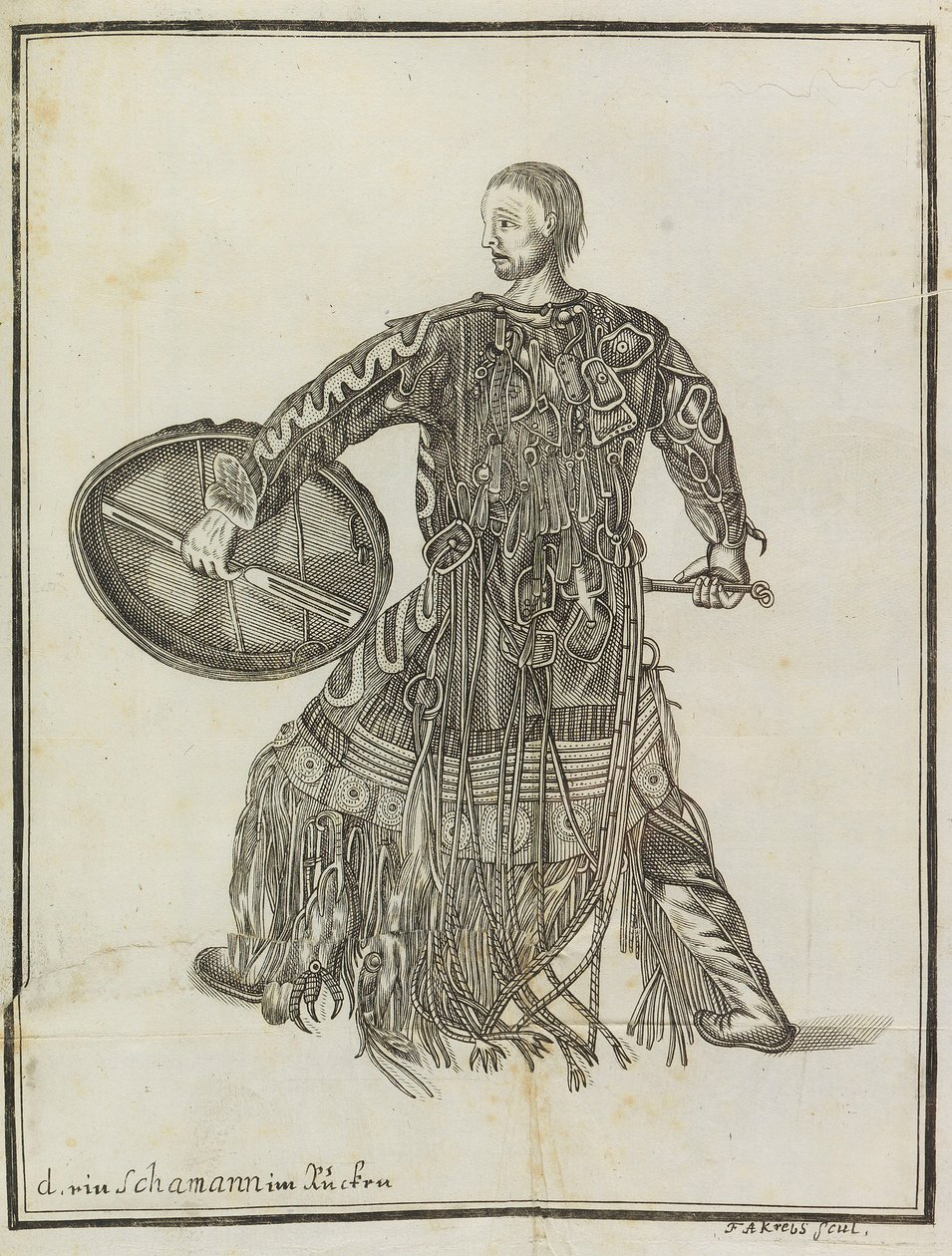 Šaman. Z Popis země Kamčatka, c. 1750. od Steller