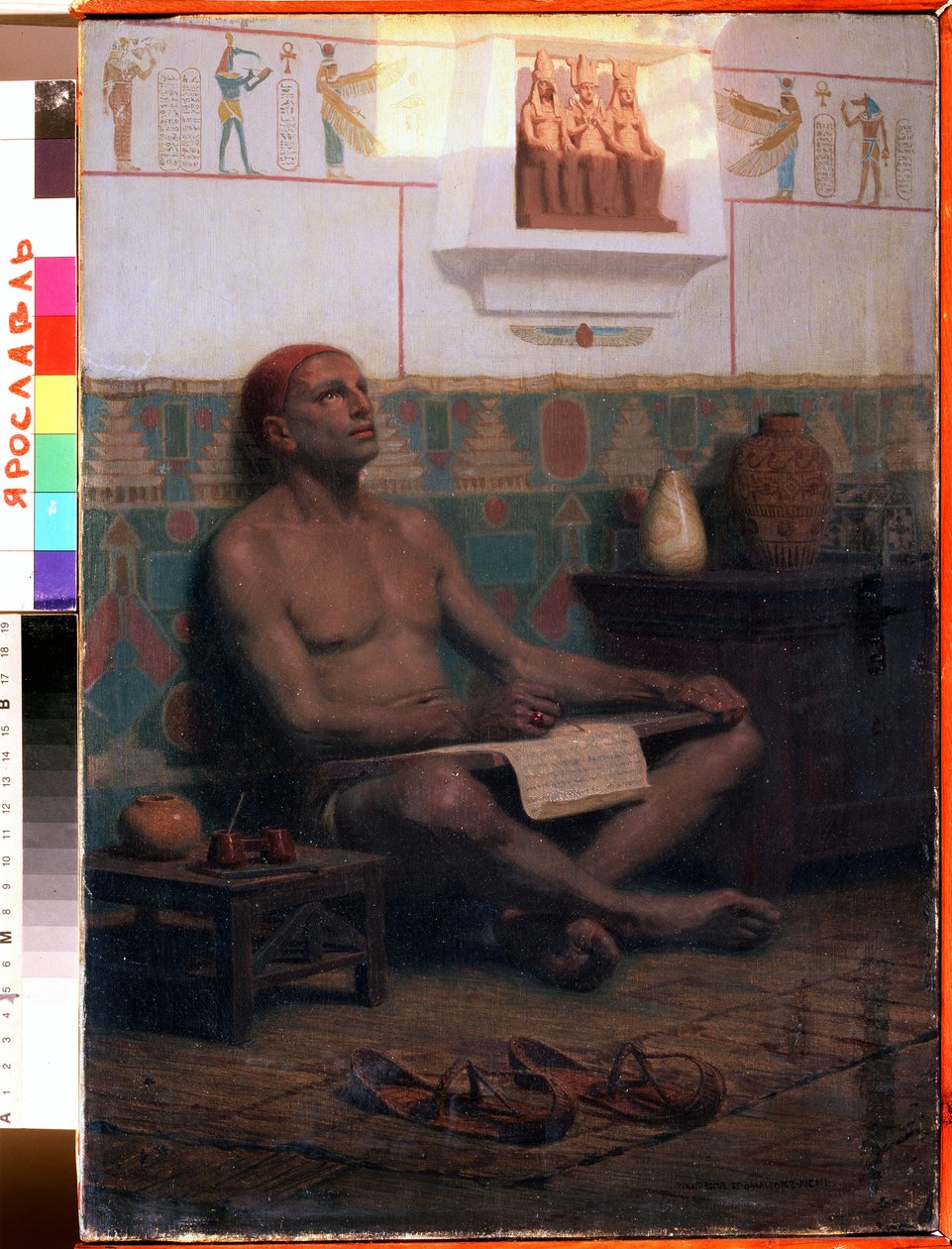 Královský písař Rahotep (17. dynastie starověkého Egypta) (Královský písař Rahotep). Obraz Štěpána Vladislavoviče Bakaloviče (1857-1947). Olej na plátně, 48 x 33 cm od Stepan Vladislavovich Bakalovich