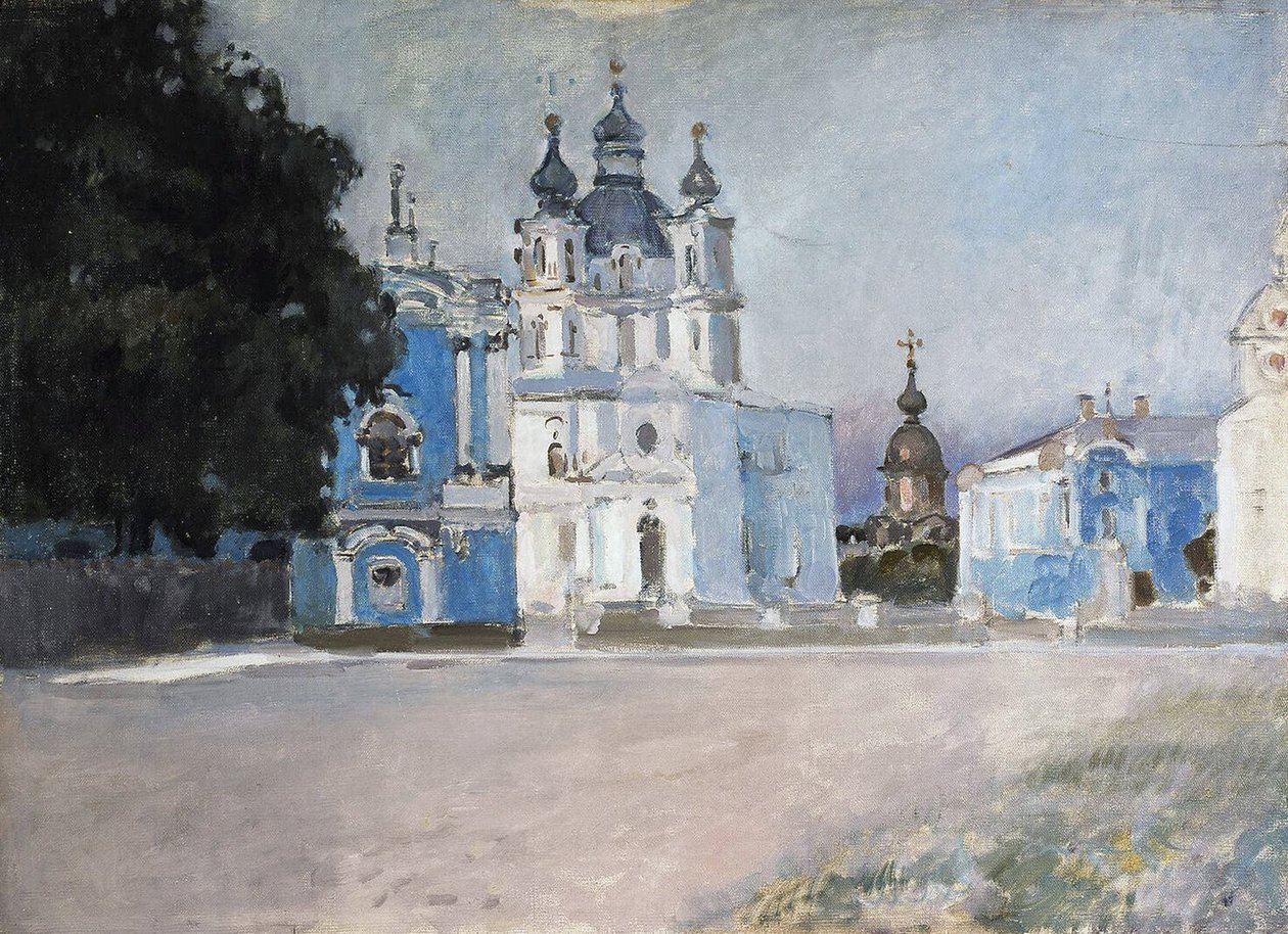 Le couvent Smolny a Saint Petersburg (Smolný klášter v Petrohradě) - Malba Štěpána Petroviče Jaremiče (1869-1938/1939) - Olej na plátně, počátek 20. století, ruské umění, počátek 20. století - Státní Ermitáž, Petrohrad od Stepan Yaremich