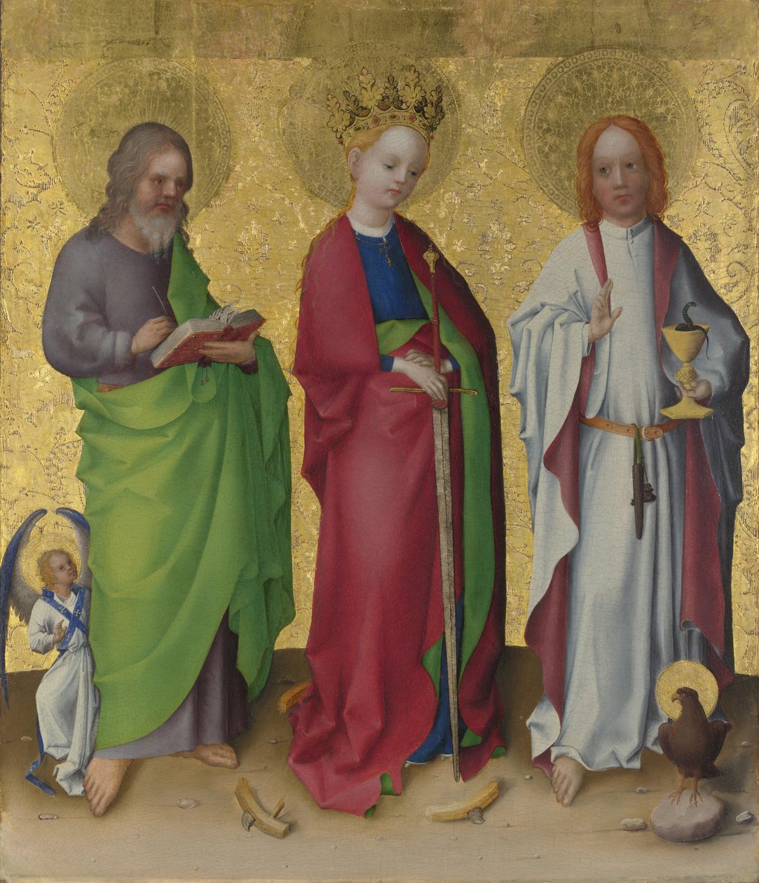 Svatí Matouš, Kateřina Alexandrijská a Jan Evangelista, c. 1450 od Stephan Lochner