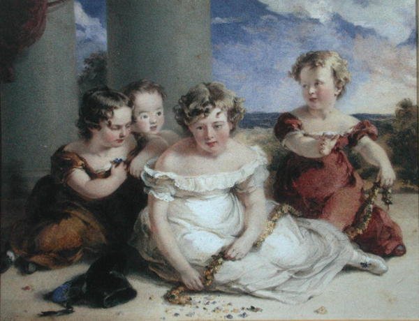 Děti dělají girlandu (akvarel na papíře) od Stephan Poyntz Denning