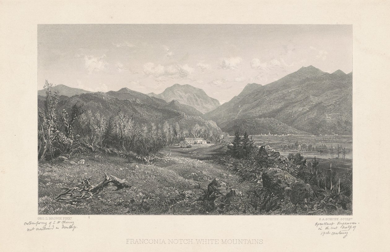 Franconia Notch, Bílé hory od Stephen Alonzo Schoff, after George L. Brown